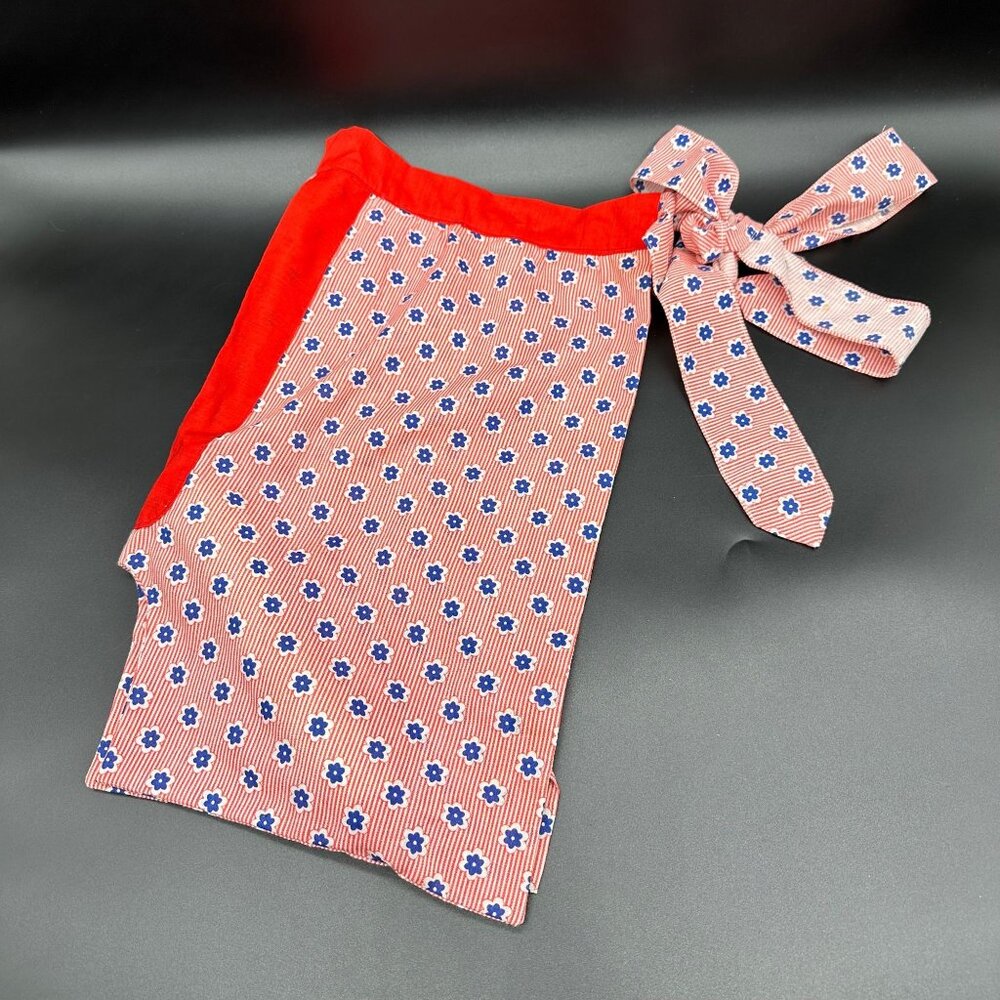 Vintage Mens Apron Handmade Kitsch Adult Only Humor Red Blue Flowers Suprise